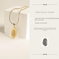 Anhänger | Filigrane Ketten | Hey Happiness Ovale Fingerabdruck Halskette aus Edelstahl
