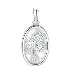 Anhänger | Hey Happiness Ovaler Anhänger mit Gänseblümchen Sterlingsilber Silver