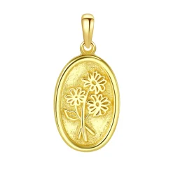 Anhänger | Hey Happiness Ovaler Anhänger mit Gänseblümchen Vereter Sterlingsilber Gold