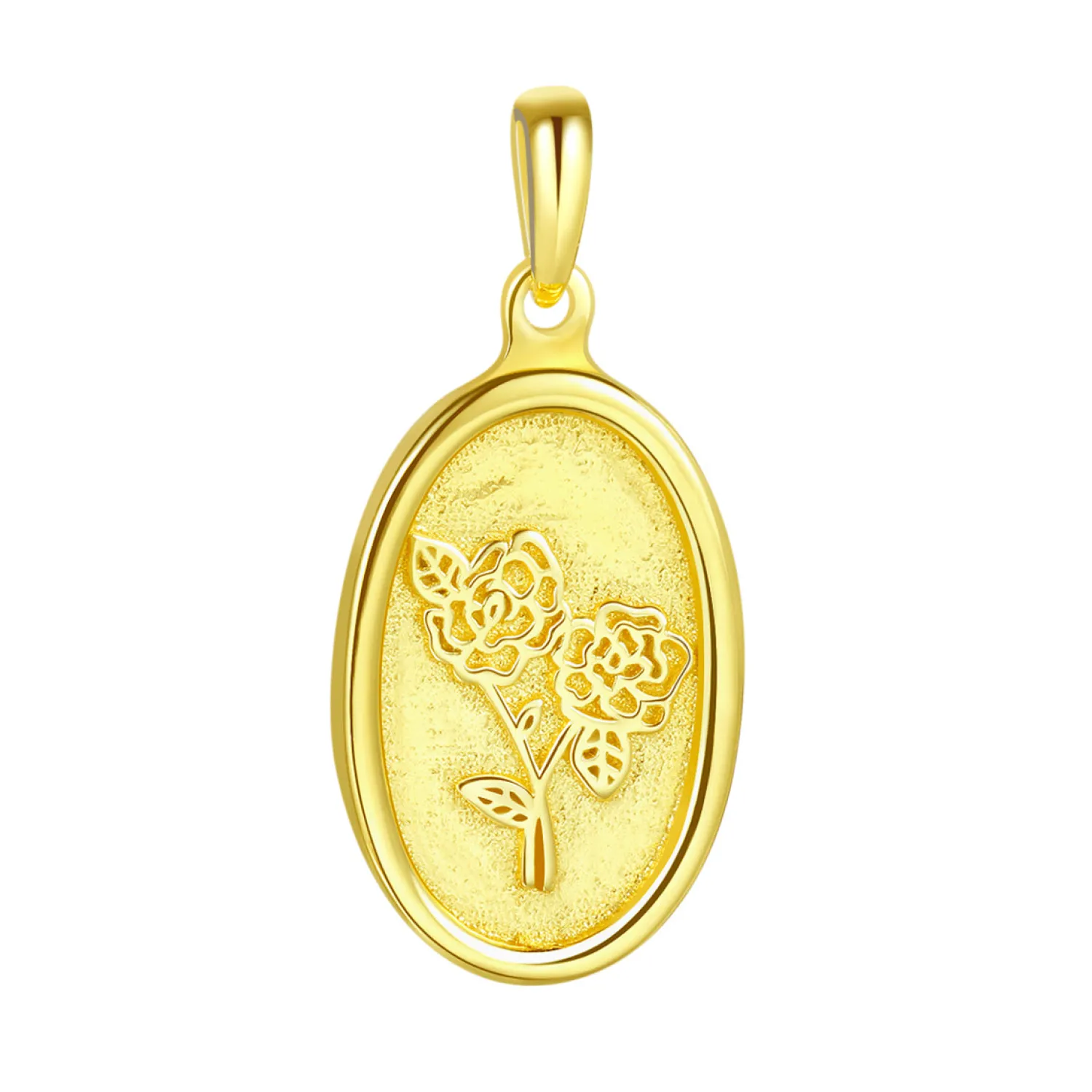 Anhänger | Hey Happiness Ovaler Anhänger mit Rose aus Veretem Sterlingsilber Gold