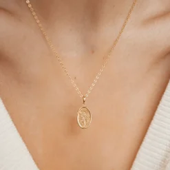 Anhänger | Hey Happiness Ovaler Anhänger mit Rose aus Veretem Sterlingsilber Gold