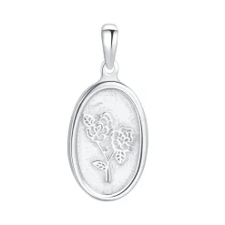 Anhänger | Hey Happiness Ovaler Anhänger mit Rose Sterlingsilber Silver