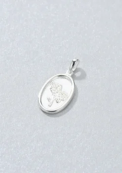 Anhänger | Hey Happiness Ovaler Anhänger mit Rose Sterlingsilber Silver