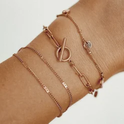 Ketten Armbänder | Hey Happiness Panzerkette Armband Zweireihig in Rosegold Rose Gold