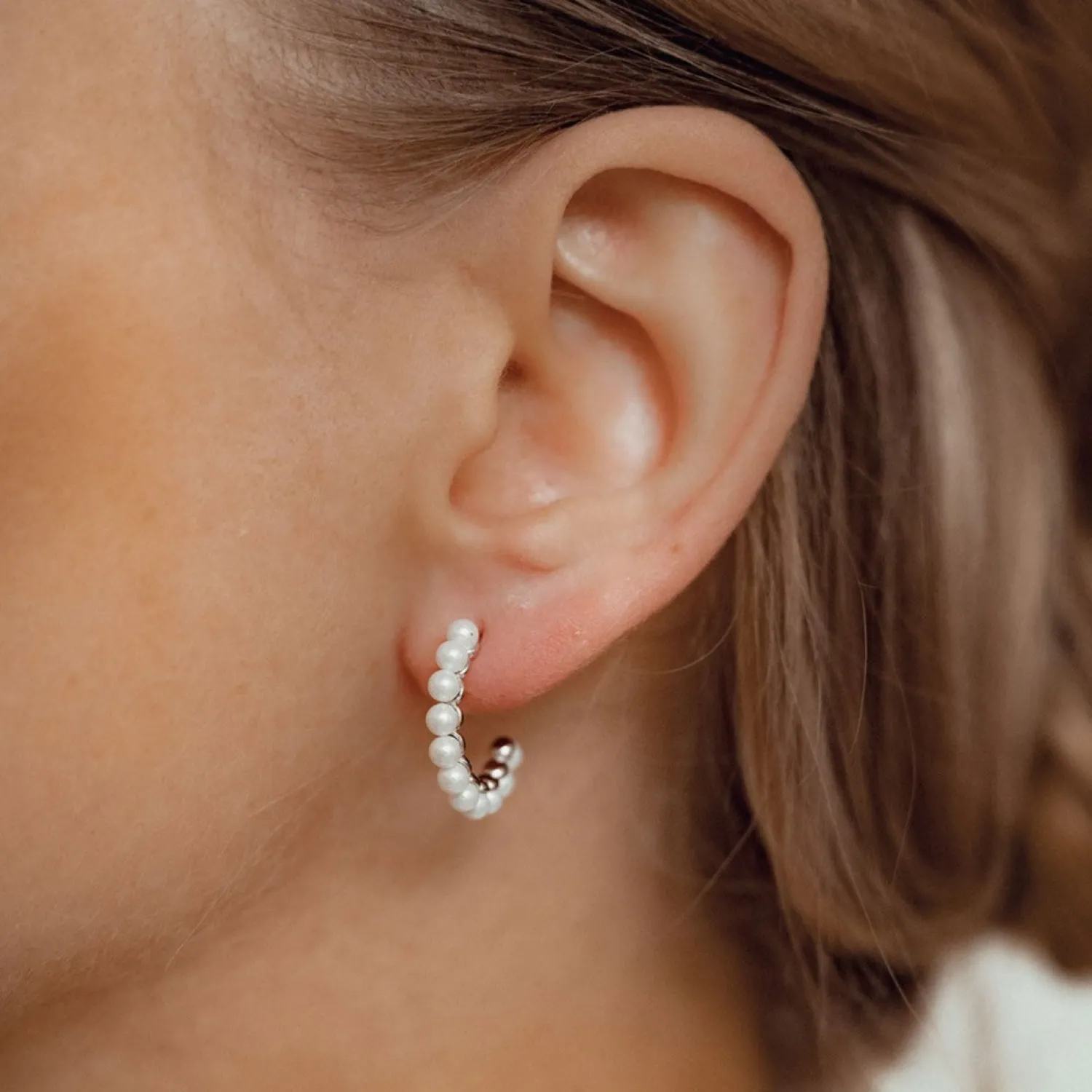 Perlenohrringe | Creolen | Hey Happiness Perlen Creolen aus Sterlingsilber Silver