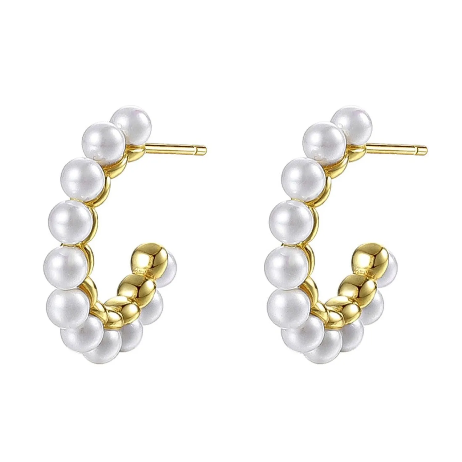 Perlenohrringe | Creolen | Hey Happiness Perlen Creolen aus Sterlingsilber in Gold