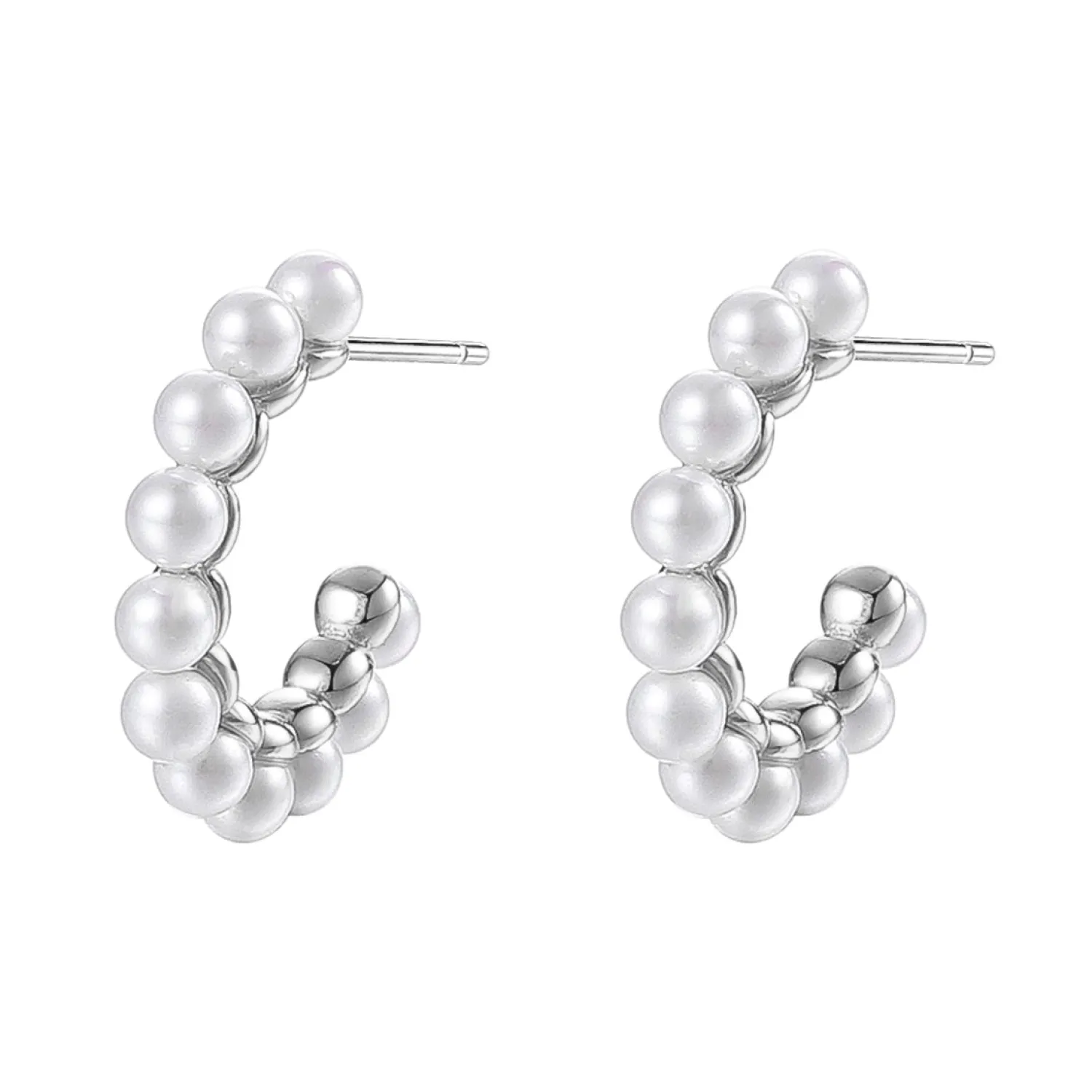 Perlenohrringe | Creolen | Hey Happiness Perlen Creolen aus Sterlingsilber Silver