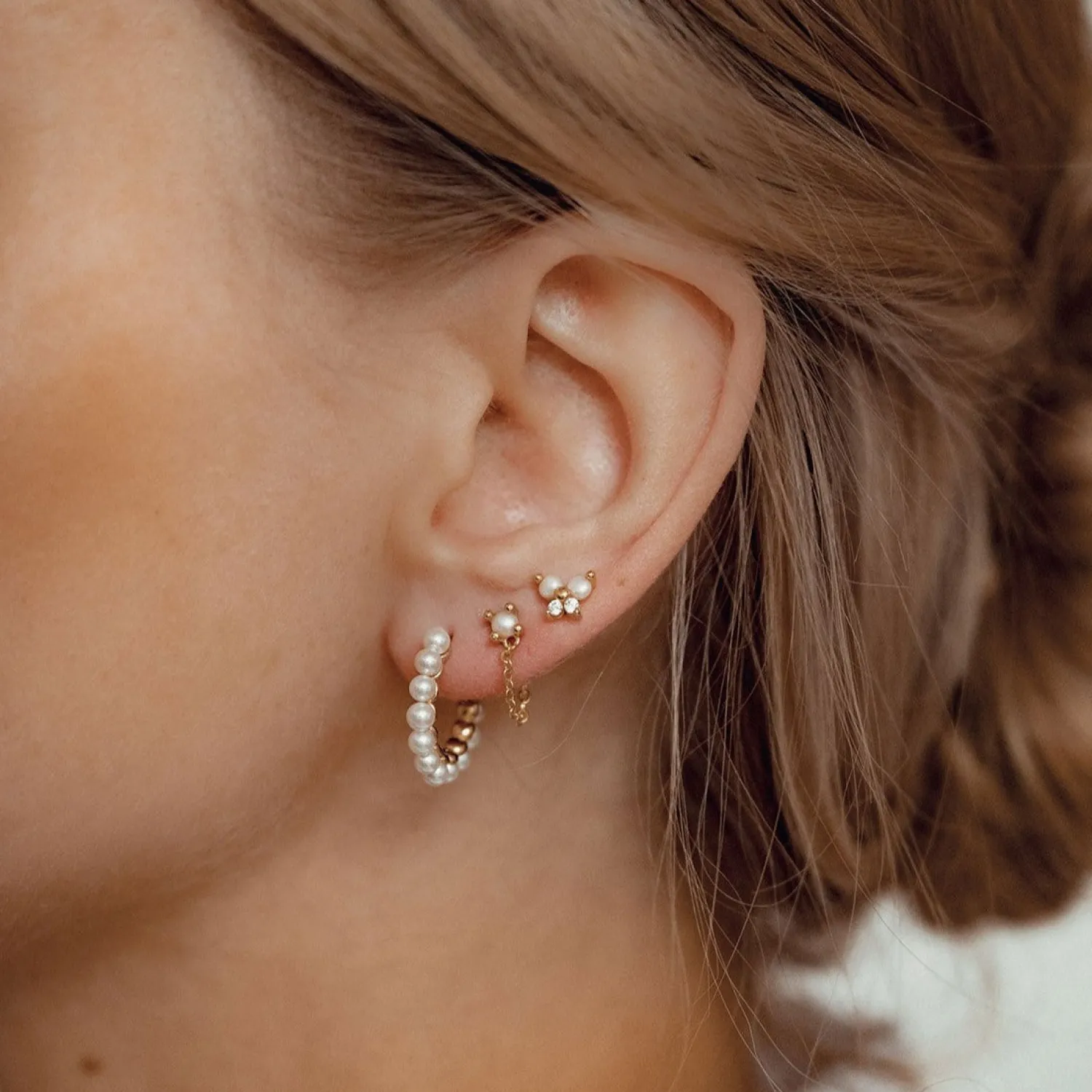 Perlenohrringe | Creolen | Hey Happiness Perlen Creolen aus Sterlingsilber in Gold