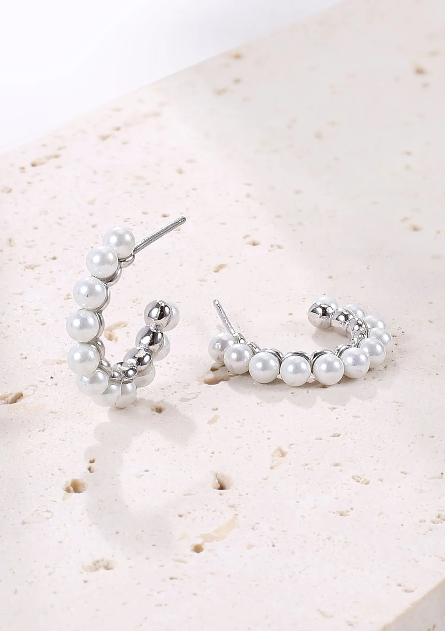 Perlenohrringe | Creolen | Hey Happiness Perlen Creolen aus Sterlingsilber Silver