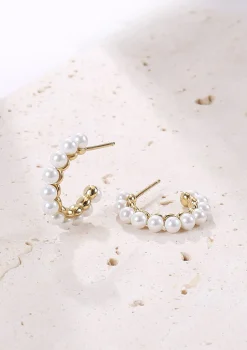 Perlenohrringe | Creolen | Hey Happiness Perlen Creolen aus Sterlingsilber in Gold