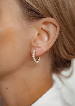 Perlenohrringe | Creolen | Hey Happiness Perlen Creolen aus Sterlingsilber in Gold