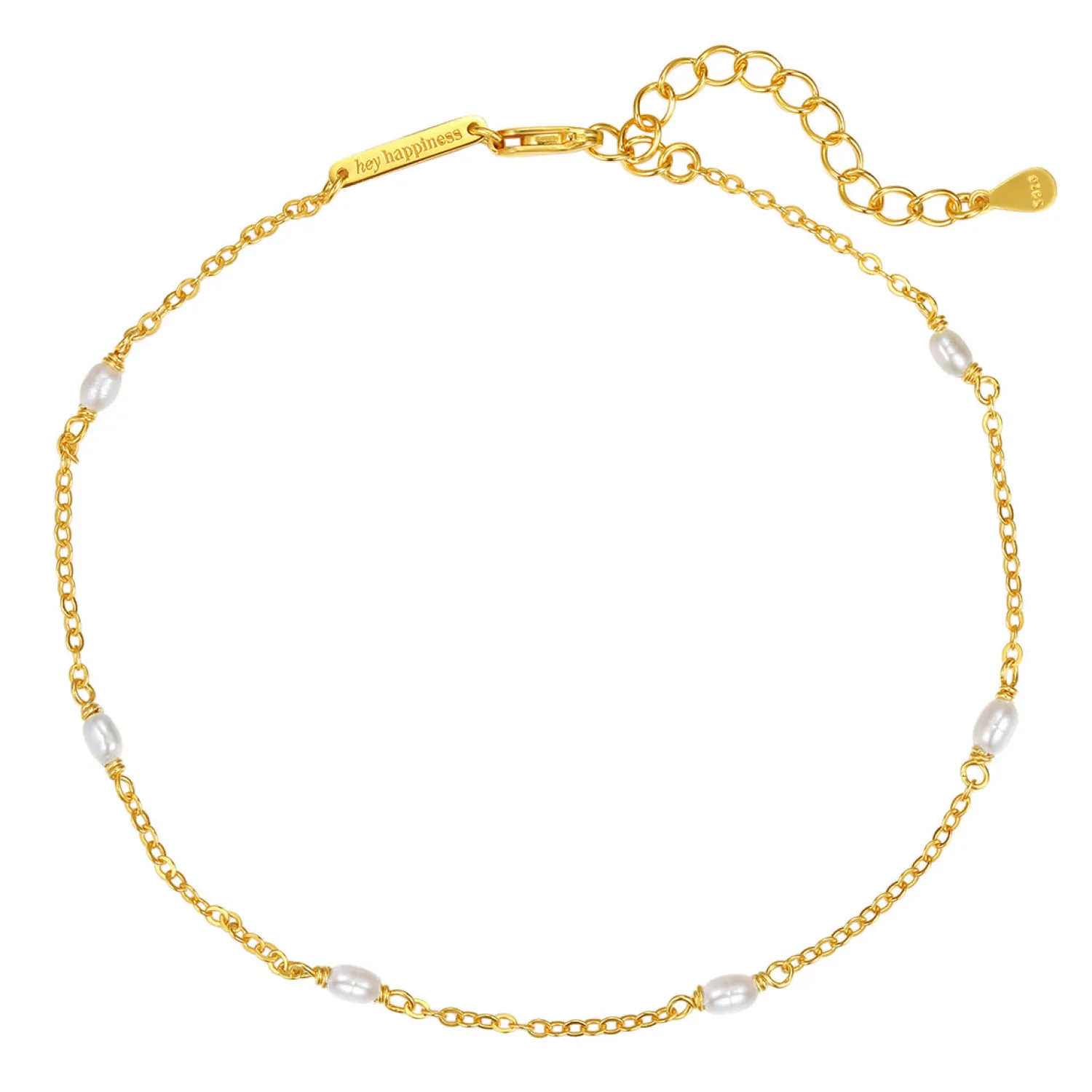 Fußkettchen | Hey Happiness Perlen Fußkette Sterlingsilber Gold