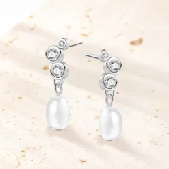 Ohrstecker | Perlenohrringe | Hey Happiness Perlen Hängeohrringe Sterlingsilber