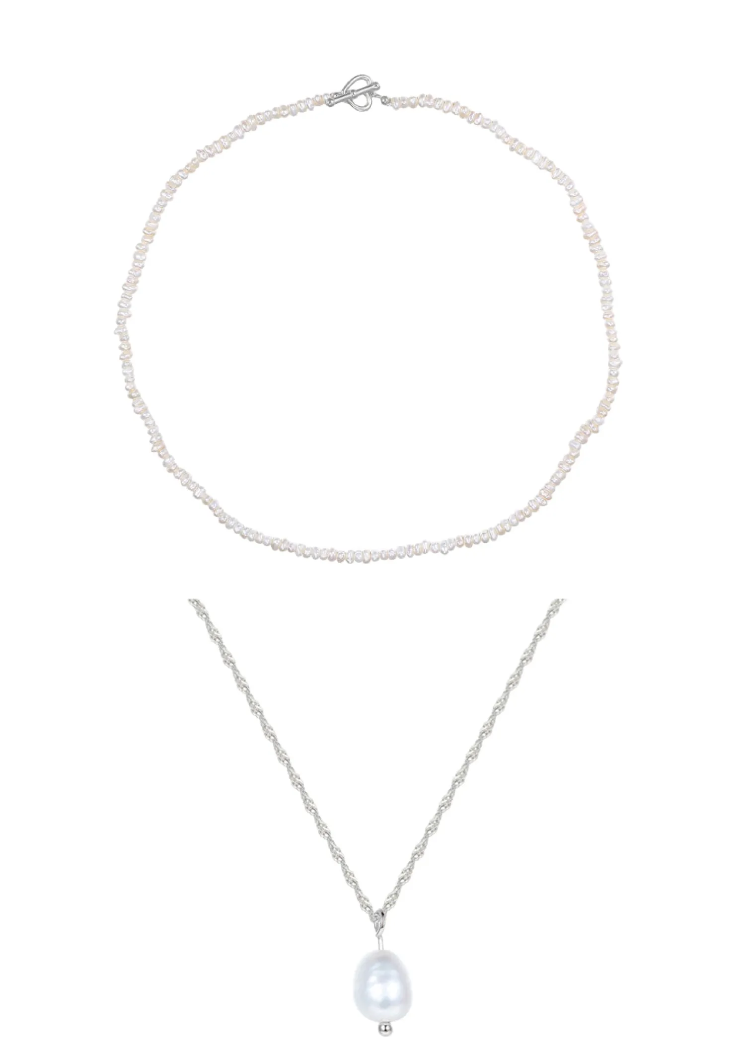 Necklace Sets | Choker Ketten | Hey Happiness Perlen Ketten Sterlingsilber Set Silver