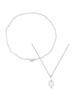 Necklace Sets | Choker Ketten | Hey Happiness Perlen Ketten Sterlingsilber Set Silver