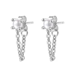 Ohrstecker | Perlenohrringe | Hey Happiness Perlen Ketten-Ohrringe aus Sterlingsilber Silver