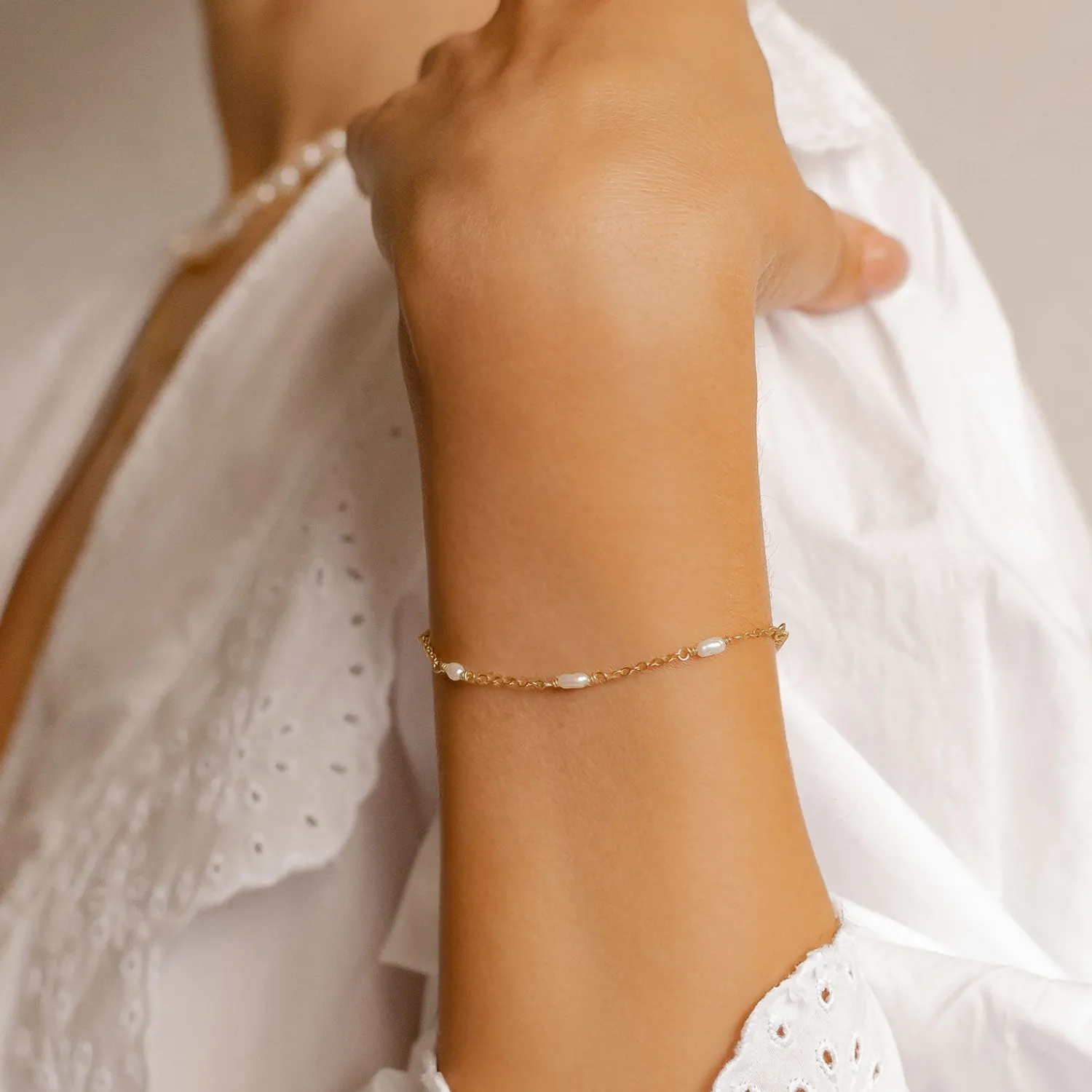 Ketten Armbänder | Hey Happiness Perlenarmband Gold Sterlingsilber