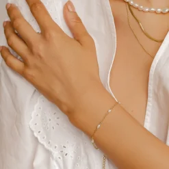 Ketten Armbänder | Hey Happiness Perlenarmband Gold Sterlingsilber