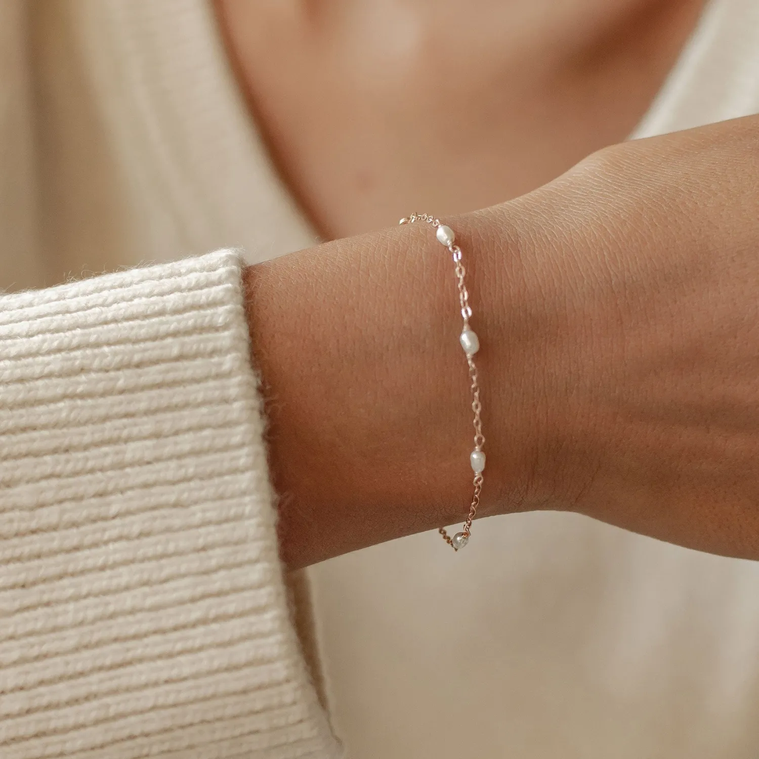 Ketten Armbänder | Hey Happiness Perlenarmband Gold Sterlingsilber