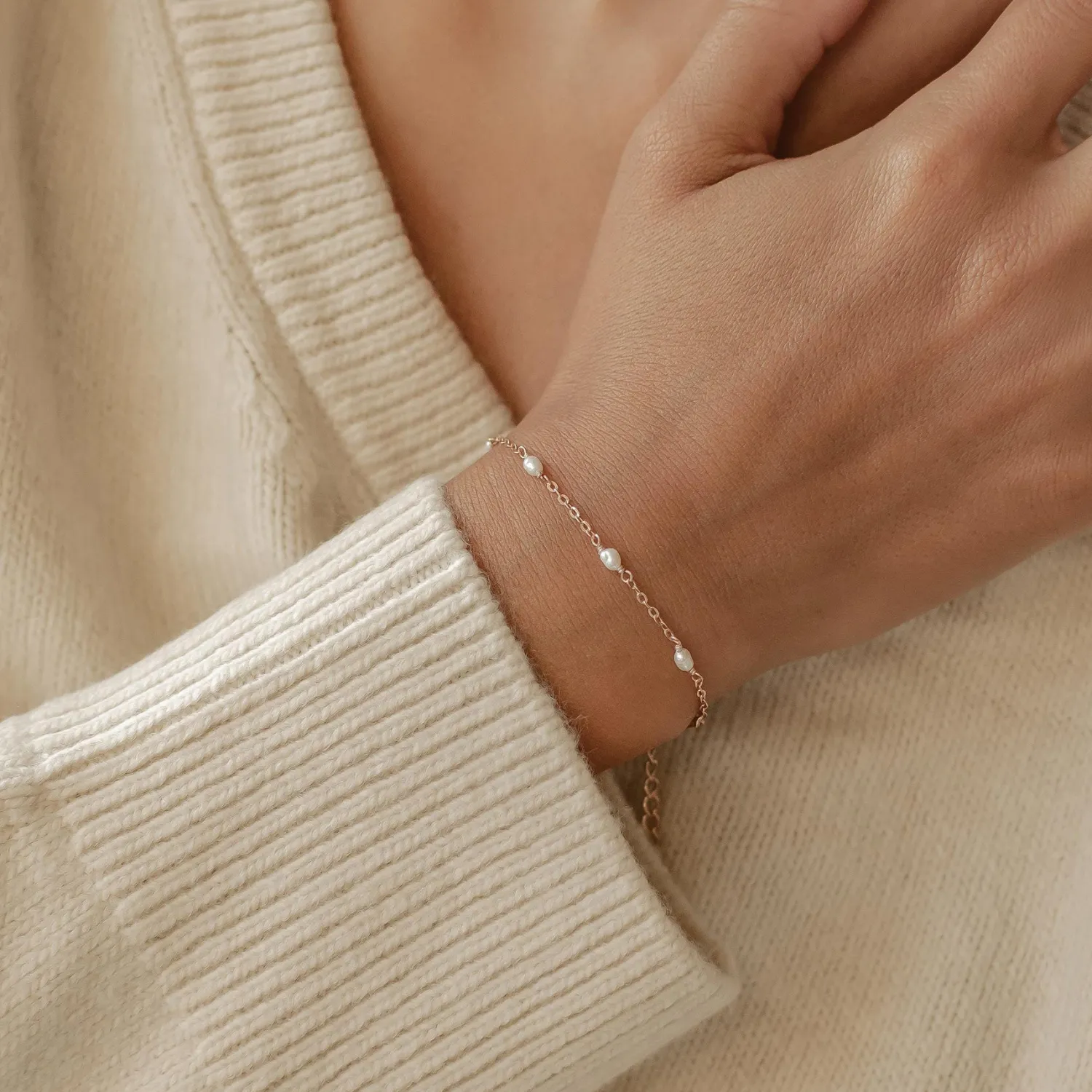 Ketten Armbänder | Hey Happiness Perlenarmband Gold Sterlingsilber