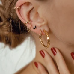 Creolen | Hey Happiness Quadratische Gedrehte Creolen in Gold