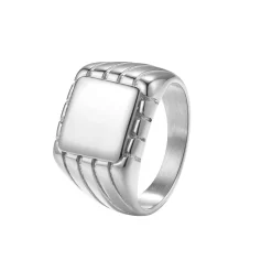 Auffällige Ringe | Hey Happiness Quadratischer Siegelring für Herren aus Edelstahl