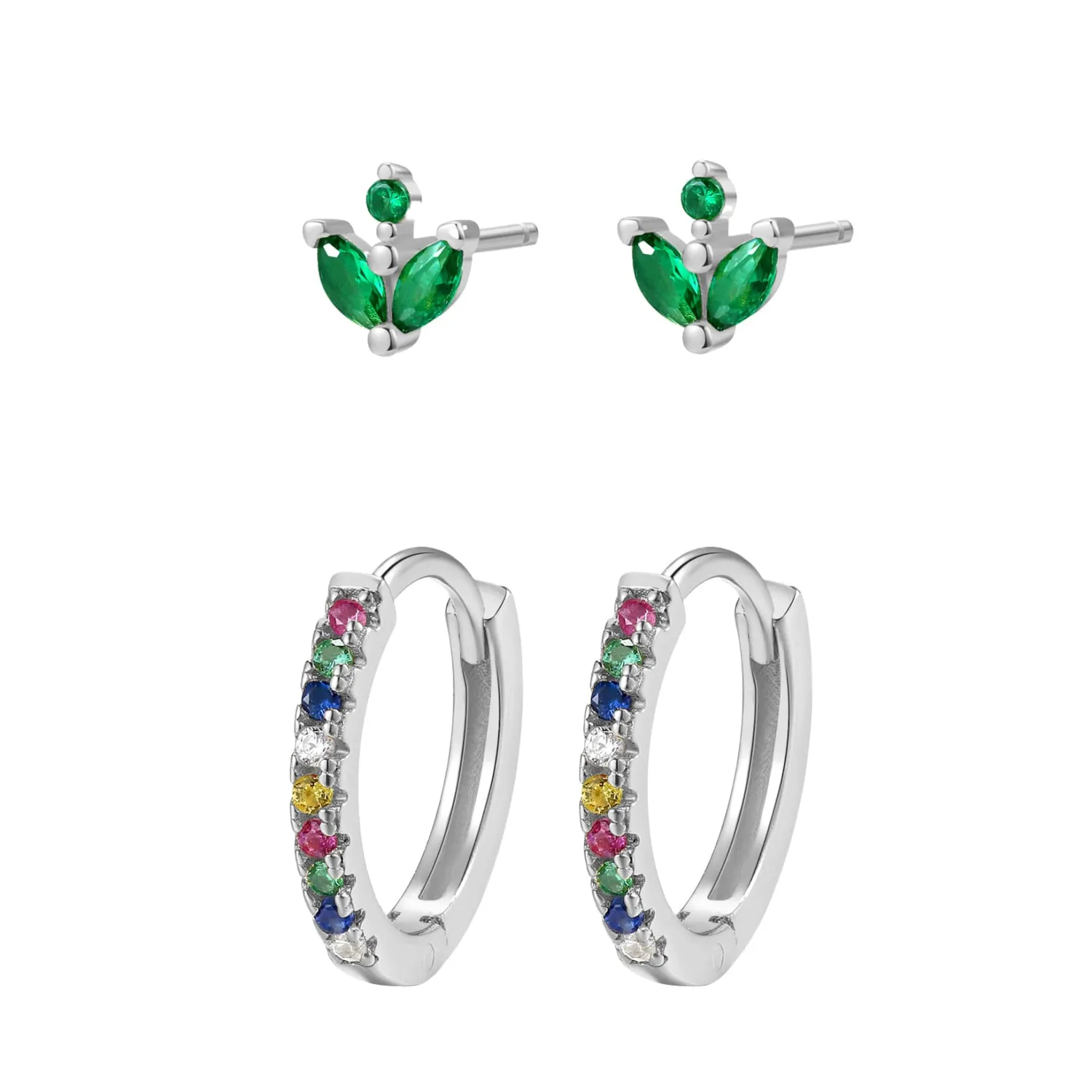 Earring Stack Sets | Hey Happiness Regenbogen Ohrringe Set aus Sterlingsilber