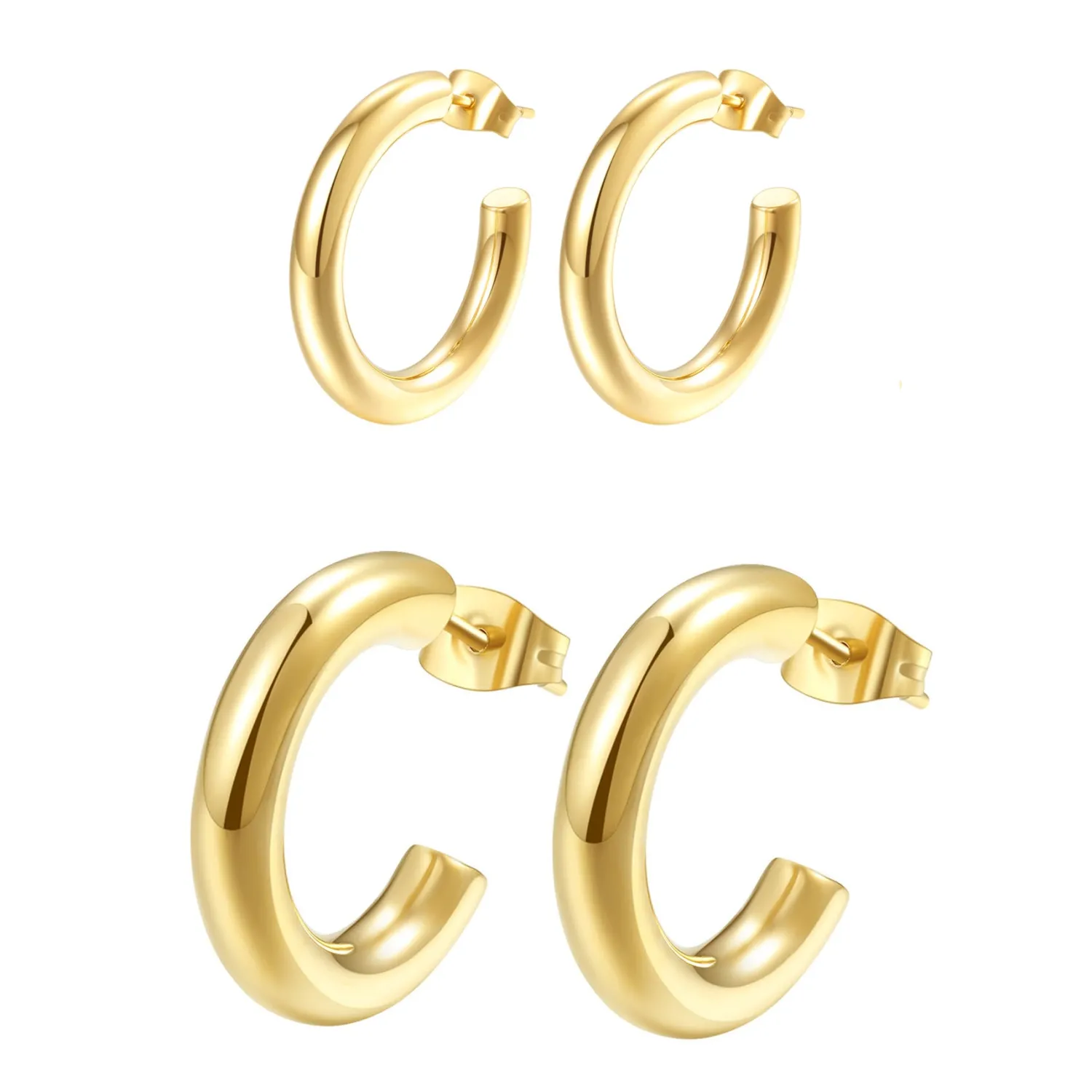Earring Stack Sets | Creolen | Hey Happiness Runde Creolen Ohrringe Set aus Edelstahl
