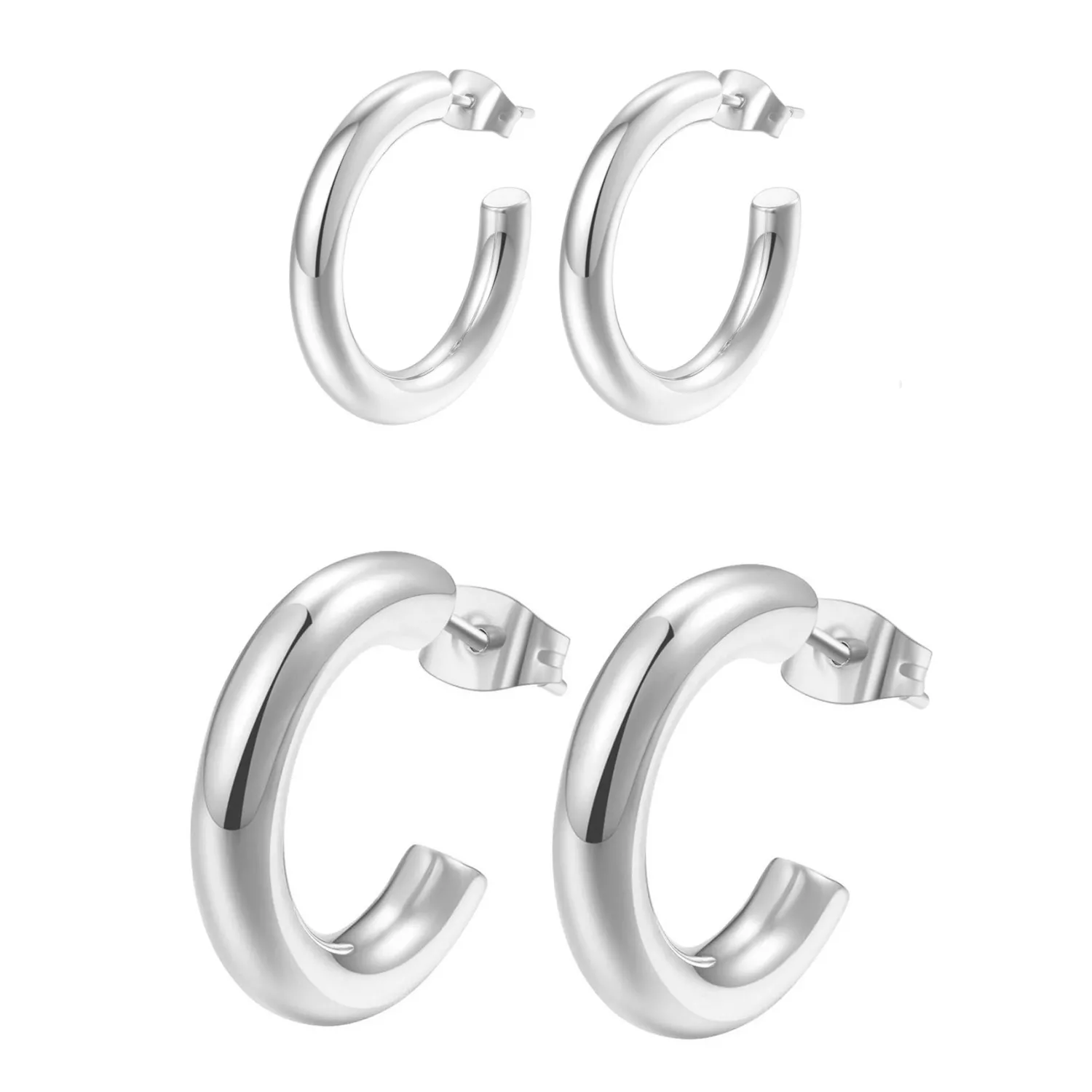 Earring Stack Sets | Creolen | Hey Happiness Runde Creolen Ohrringe Set aus Edelstahl