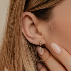 Ohrstecker | Hey Happiness Runde Ohrstecker Hängend mit Stab Sterlingsilber