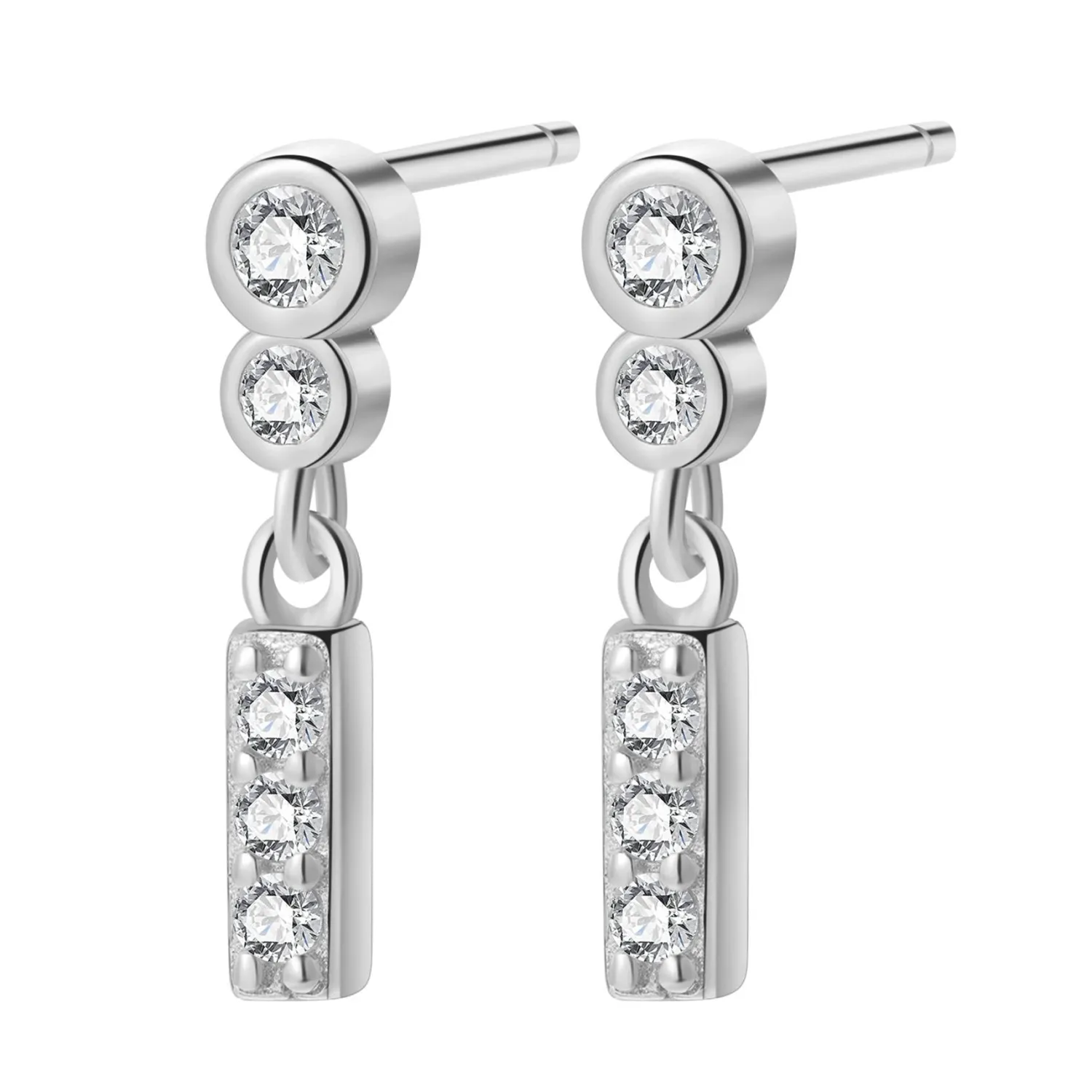 Ohrstecker | Hey Happiness Runde Ohrstecker Hängend mit Stab Sterlingsilber