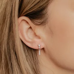 Ohrstecker | Hey Happiness Runde Ohrstecker Hängend mit Stab Sterlingsilber