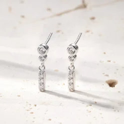 Ohrstecker | Hey Happiness Runde Ohrstecker Hängend mit Stab Sterlingsilber