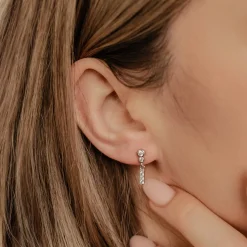 Ohrstecker | Hey Happiness Runde Ohrstecker Hängend mit Stab Sterlingsilber