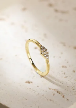 Schlichte Ringe | Hey Happiness Schlanker Ring Diamant-Optik Sterlingsilber in Gold