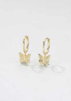 Huggie Ohrringe | Hey Happiness Schmetterling Huggie Ohrringe Sterlingsilber in Gold