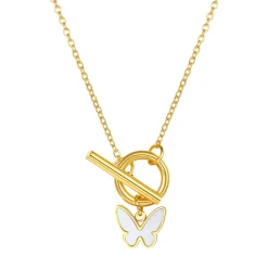 Filigrane Ketten | Hey Happiness Schmetterling Kette mit Knebelverschluss in Gold