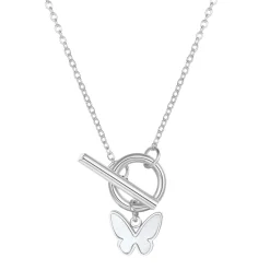 Filigrane Ketten | Hey Happiness Schmetterling Kette mit Knebelverschluss in Silber Silver