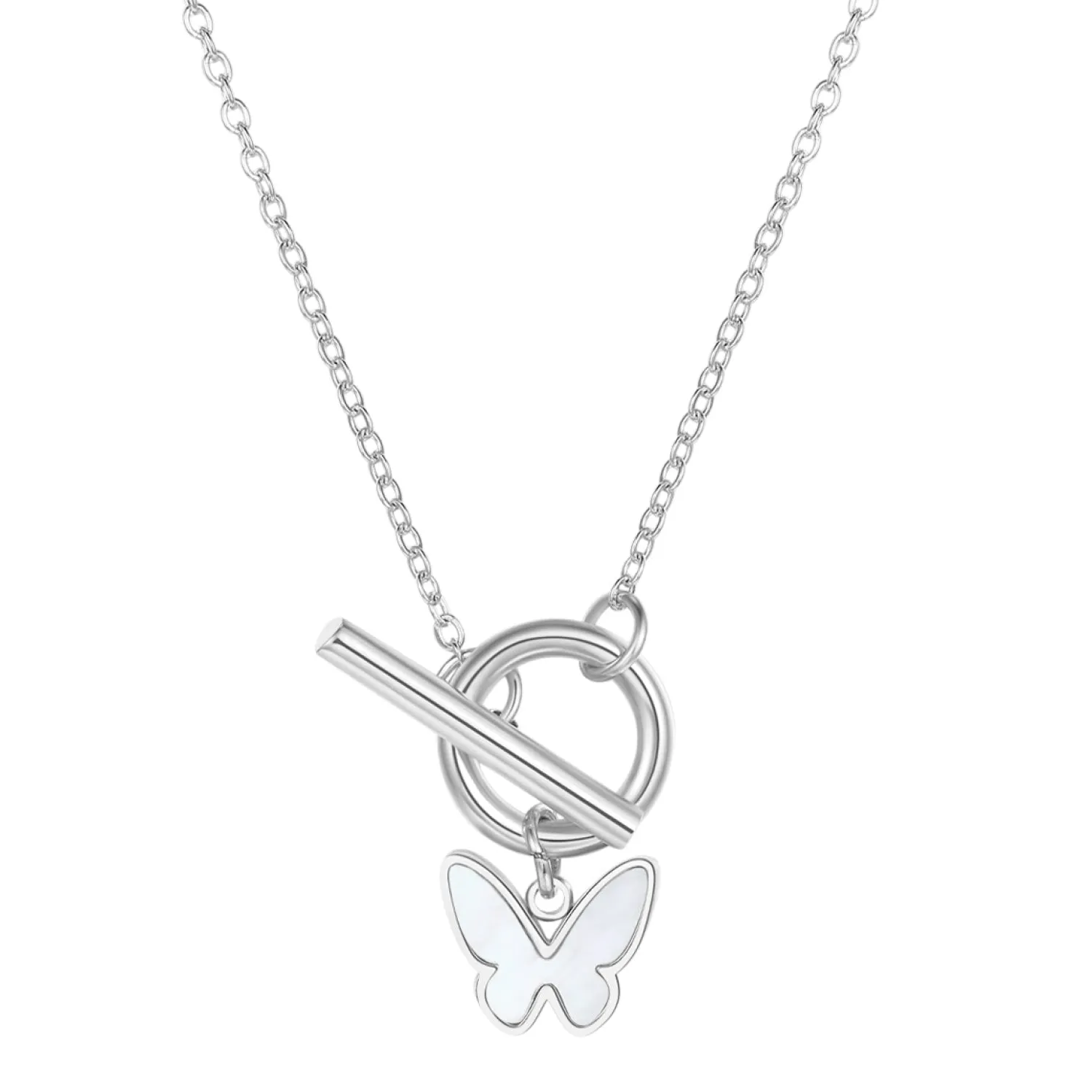 Filigrane Ketten | Hey Happiness Schmetterling Kette mit Knebelverschluss in Silber Silver
