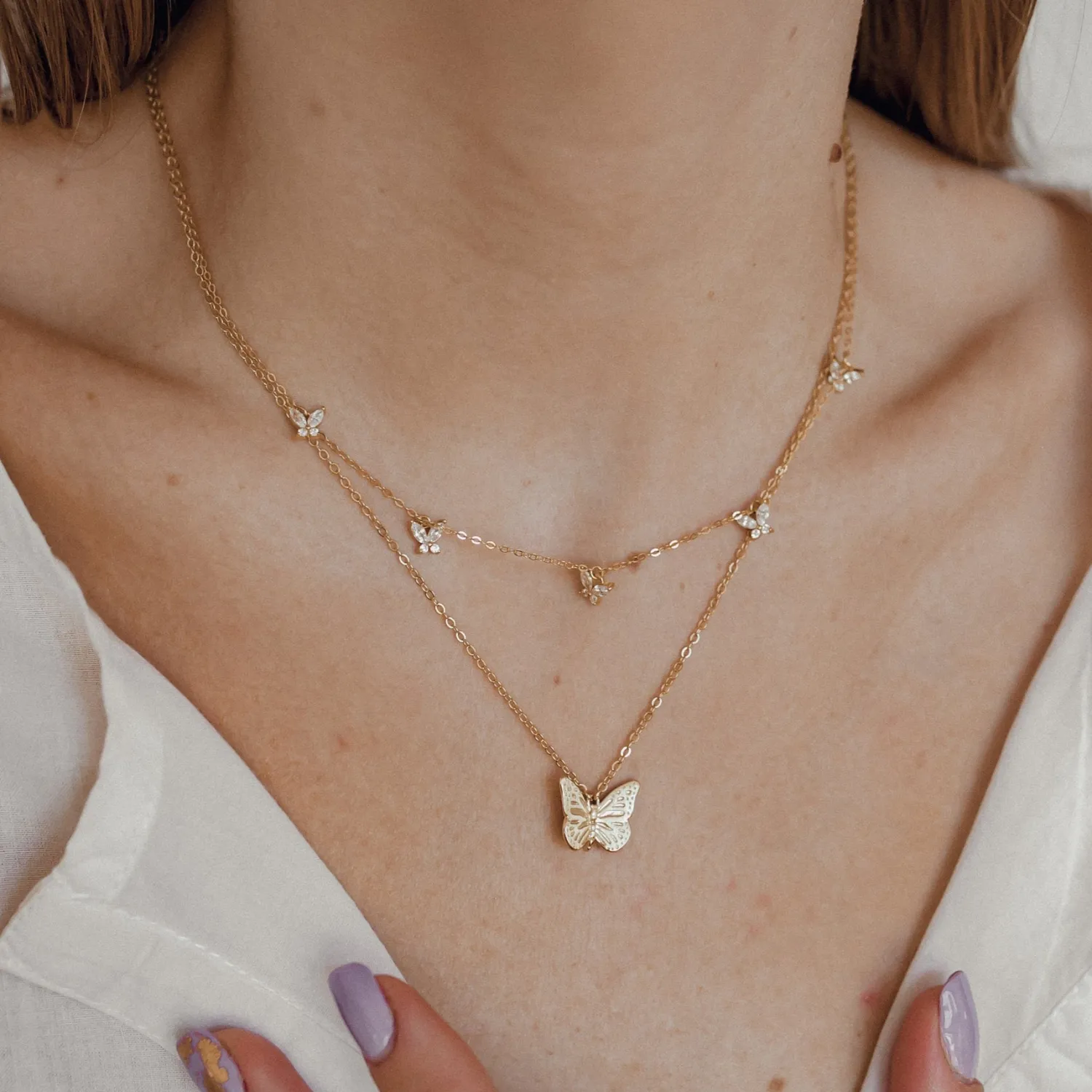 Necklace Sets | Hey Happiness Schmetterling Ketten Sterlingsilber in Gold