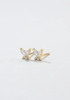 Ohrstecker | Hey Happiness Schmetterling Ohrstecker mit Schmucksteinen Sterlingsilber in Gold