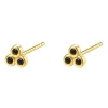 Ohrstecker | Hey Happiness Schwarze Triad Ohrstecker aus Sterlingsilber in Gold