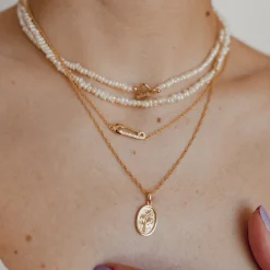 Filigrane Ketten | Hey Happiness Sicherheitsnadel Kette Sterlingsilber in Gold