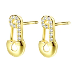 Ohrstecker | Hey Happiness Sicherheitsnadel Ohrstecker Sterlingsilber in Gold