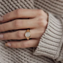 Auffällige Ringe | Hey Happiness Siegelring Rund mit Muschelschale Veret Gold