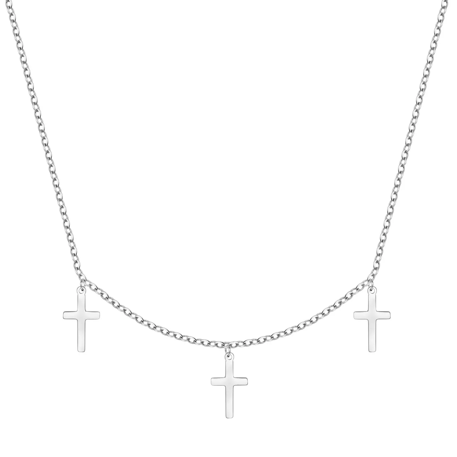 Filigrane Ketten | Hey Happiness Silber Kette mit Kleinen Kreuzen Silver