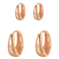 Earring Stack Sets | Creolen | Hey Happiness Small Dome Hoop Earring Set Sterling Silver