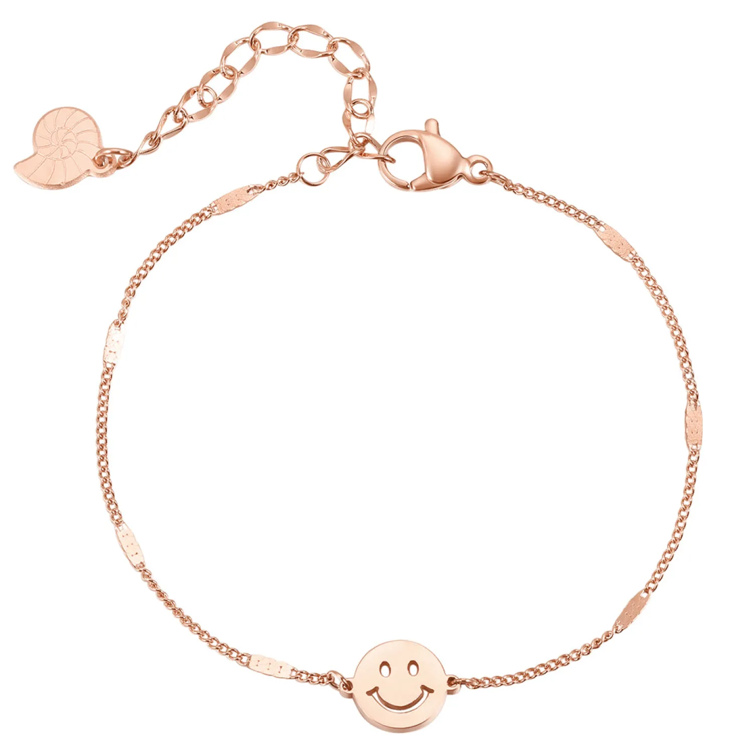 Charm Armbänder | Hey Happiness Smiley Gesicht Anhänger Armband in Rosegold Rose Gold