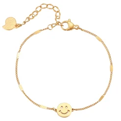 Charm Armbänder | Hey Happiness Smiley Gesicht Anhänger Armband in Gold