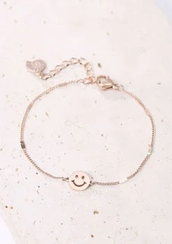 Charm Armbänder | Hey Happiness Smiley Gesicht Anhänger Armband in Rosegold Rose Gold